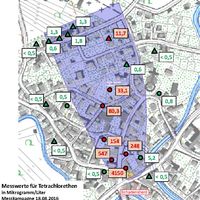 Schadstoffahne mit Schadstoffkonzentrationen