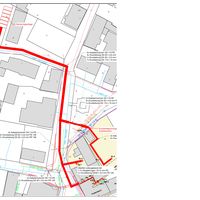 Leitungsfhrungsplan, mit Sanierungsbrunnen unten rechts, Grundwasserreinigungsanlage links oben.