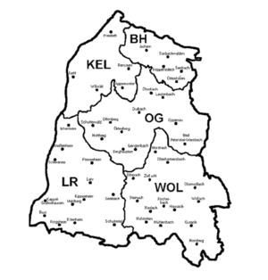 Karte der ehemaligen Landkreise