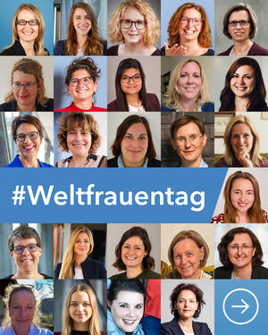 25 Kolleginnen des Landratsamts Ortenaukreis zeigen Flagge am Weltfrauentag.