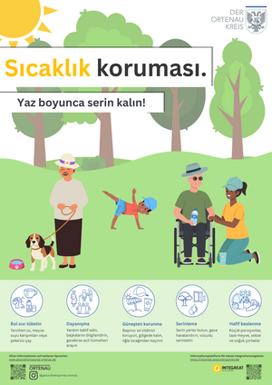 Plakat Hitzeschutz. Cool durch den Sommer!_T&uuml;rkisch